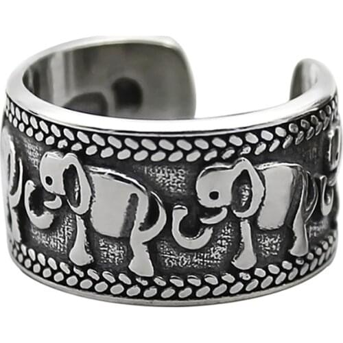 Fashion retro animal elephant opening ring trend men and women gifts old fashion casual couples adjustable ring