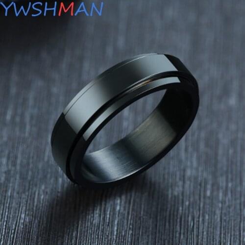 6mm Spinner Ring for Men Stress Release Accessory Classic Stainless Steel Wedding Band Casual Sport Jewelry Custom engraved name