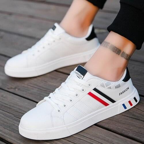 Fashion Mens White Leather Sneakers 2021 Boys Sport Vulcanized Shoes Men Platform Tennis Shoes Male Autumn Casual Sneakers