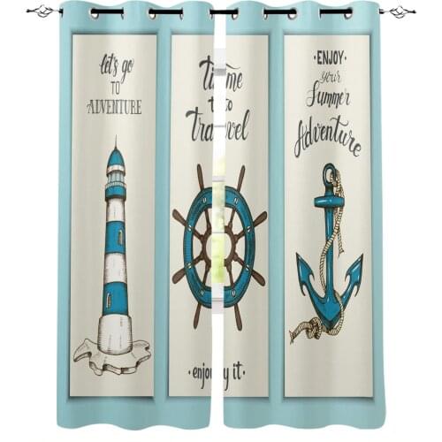 Lighthouse Pointer Anchor Curtain for Living Room Kids Room Decoration Bedroom Curtain Window Treatment Drapes