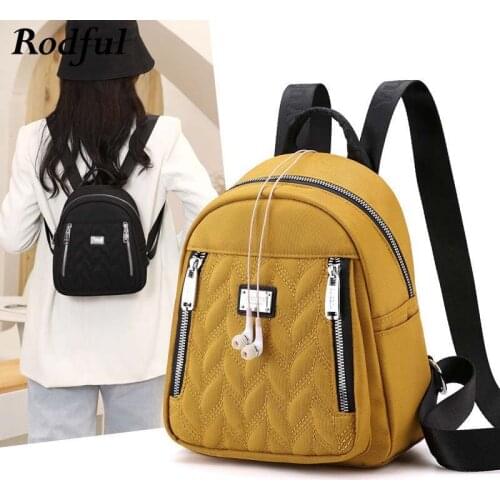 Fashion Nylon Fabric Casual Daypack Small Mini Backpack for Women Teens Girls Summer Back Pack Bag Backpack with Headphone Jack