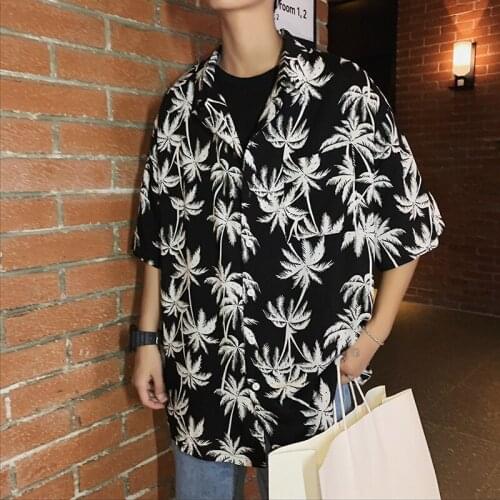 2021 Mens Korean Fashions Blouse Regular Fit Male Designer Summer Shirts Mens Korean Hawaiian Shirts Short Sleeve