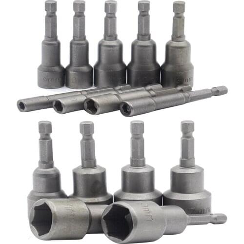 15 Pcs 5 Mm~19 Mm Professional netic Nut Driver Set Metric Socket 1/4 Inch Hex Shank Impact Drill Bit Adapter For Power Tools