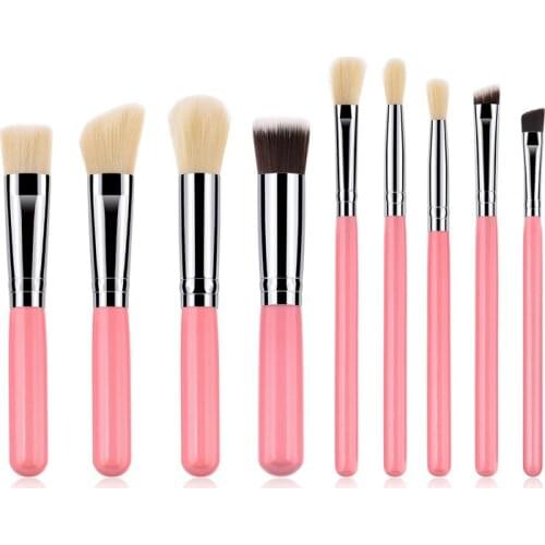 9PCS Professional Makeup Brushes Set Make Up Brush Set Tool Kit Foundation Stippling Natural Synthetic Hair