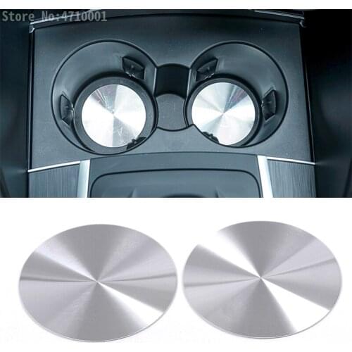 Stainless Car Center Central Cup Holder Mat Cover Trim Accessories For Alfa Romeo Giulia Stelvio 2017 Car-styling 2pcs