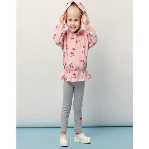 New Arrival 4T Girls Clothes Fall 2pcs Bunny Ear Cherry Hooded Sweatshirt + Leggings Baby Children Cotton Clothing