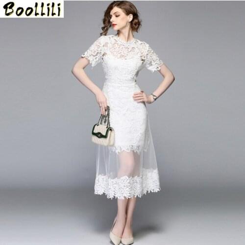 Summer Spring Dress for Women Lace Maxi Dress Gauze Two Piece Set White Sexy Sweet Evening Party Dresses Elegant Vestidos