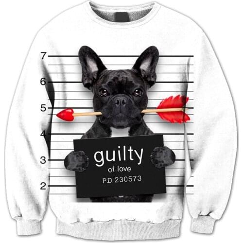 REAL American US SIZE Guilty of Love - Dog Mugshot - Cute and Funny Sublimation Print Plus Size Crew Neck Sweatshirt