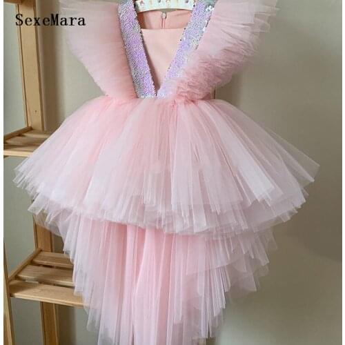 Toddler Baby Girl Tulle Dress Backless Party Gown Children Baptism Cloth Kids First Birthday Dress Photography Props 1-14Y