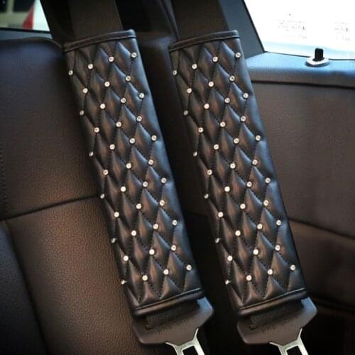 Universal Lambskin Rhinestone Interior Car Accessories Hand Brake Gear Cover Shoulder Pad Armrest Cushion SAL99