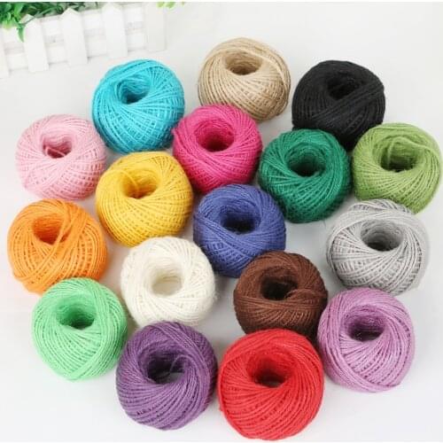 50Meters Multi Colors Natural Burlap Hessian Jute Twine Cord Hemp Rope String 2mm Gift Box String Cord Wedding Tags Decoration