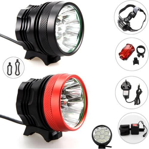 Waterproof 4000 lumen 8x XML T6 LED Flashlight Bike Bicycle Light Headlight+12000mAh+AC Charger+Headband+Led Taillight
