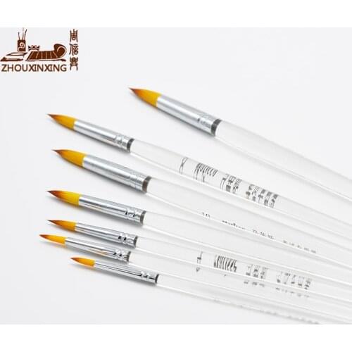ZHOUXINXING gradual change color round head high quality nylon gouache brush Acrylic organic short rods 7 pcs artist paint brush