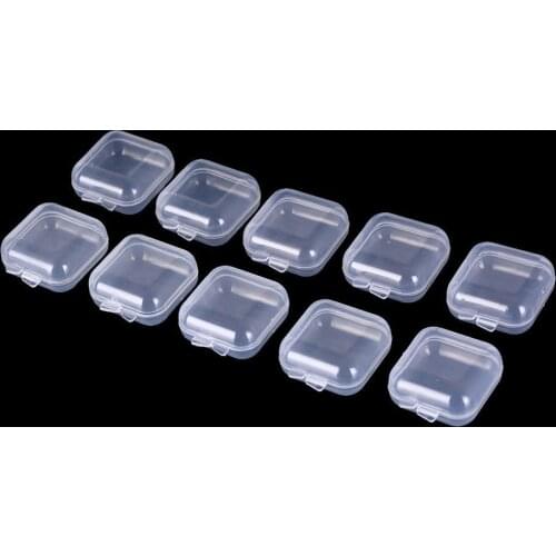 10 Pieces Portable Flip Cap Jewelry Box Mini Transparent Square Plastic Storage Boxes Pill Box Parts Tool Box Earplug Box