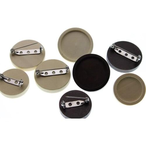 10pcs Blank Wood Cabochon Brooch Base fit 20mm 25mm Round Bezel Tray Brooches Stainless Steel Pin Backs for diy jewelry making