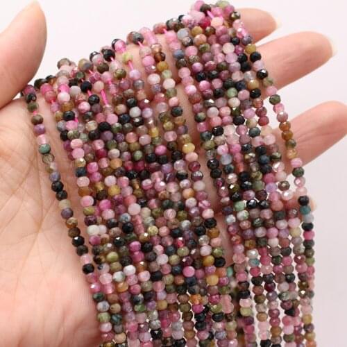 2/3/4mm Natural Stone Faceted Tourmaline Beads Loose Crystal Bead for Jewelry Accessories Making Necklace Bracelets