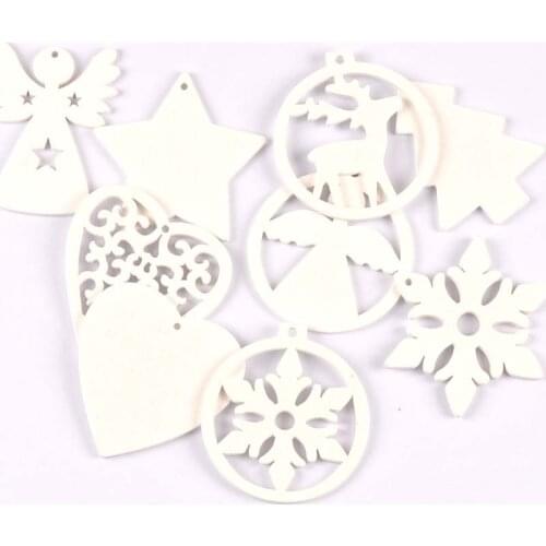 5pcs+1m hemp rope Wood Craft Home Christmas Decorations For Christmas trees Ornaments Hanging Pendants Christmas gift m2214