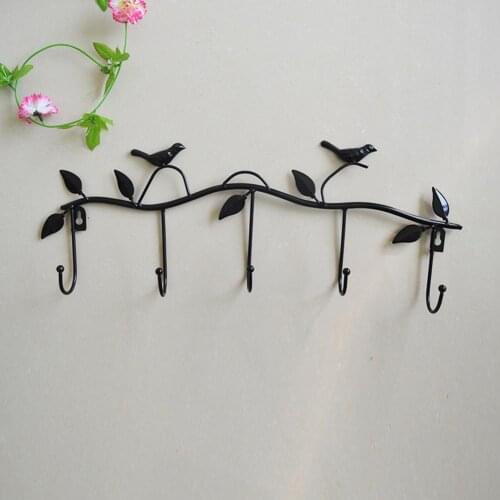 5 Iron Hook Up Wall Mounted Country Style Bird Iron Hook For Entryway Mudroom Jacket Coat Scarf Hat Leash Keys Storage Rack