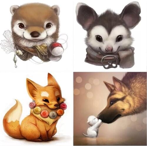 5D DIY Diamond Painting Fox Cross Stitch Kits Embroidery Rhinestones Display Mosaic Full Square Round Drill Animals Decor Gifts