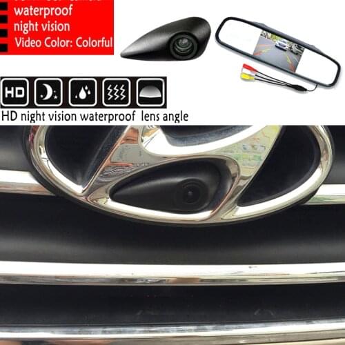 Car CCD FOR Sony front View logo Embeded Camera+Monitor for Hyundai Elantra Verna Celesta MISTRA SONATA Ix35 Ix25 Tucson Santafe