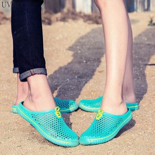 Unisex Hollow Non-slip Slippers Beach Outdoor Breathable Round Head Shallow Mouth Casual Solid Color Slippers