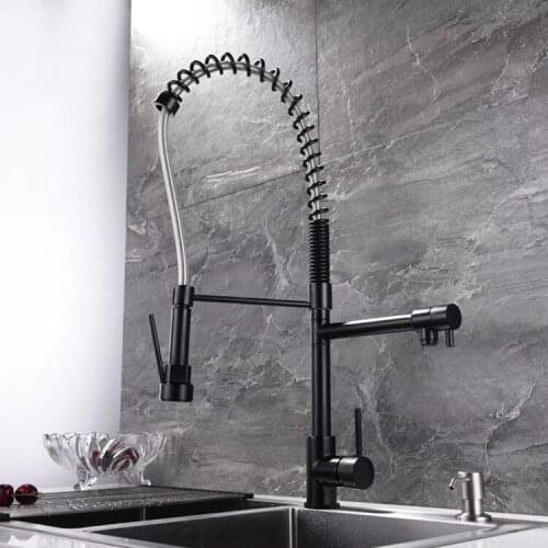 Black plated brass top quality ktichen faucet high pressure sink tap with pull down spray Rotatable Multi-function