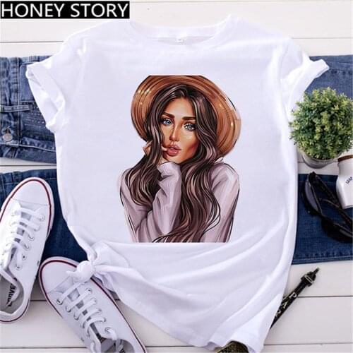 Fashion Lady Graphic Print Women T-shirt Summer Harajuku O Neck Funny 90S Tops Tee Girls Casual Clothes,Drop Ship