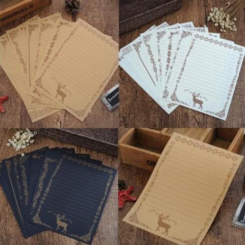 8 Sheets Writing Stationary Kraft Paper Vintage Retro Cute Design Deer Letter Writing Paper For Office School Suppliers
