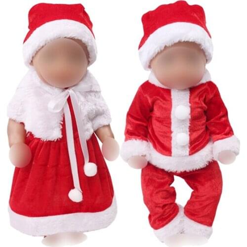 Doll clothes Christmas dress 43 cm baby doll clothes 2 styles fit 18 inch Girl doll clothing accessories f646-f647