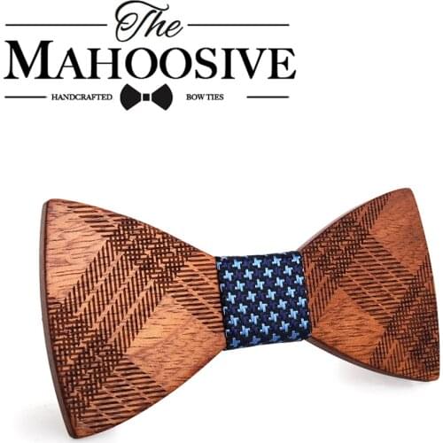 Mahoosive Wood Bow Ties for Mens Wedding Suits Wooden Bow Tie Butterfly Shape Bowknots Gravatas Slim Cravat