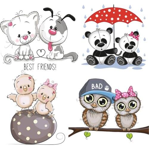 Cute Cartoon Animal Patches Heat Transfer Iron On Patch A-level Washable Clothes Stickers Easy Print By Household Irons