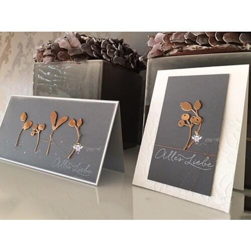 Mmao Crafts Metal Steel Cutting Dies New 4Pcs Flower fruit branch Stencil For DIY Scrapbooking Paper/photo Cards Embossing Dies