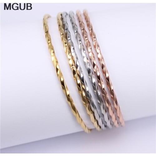 Stainless steel Fashion Jewelry 3 colors Twisted Bangles 7pcs combination One year does not fade color Bracelets & Bangles LH582