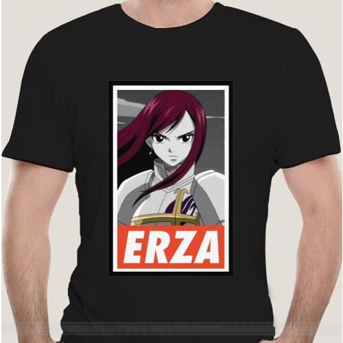 Mens Fairy Tail Erza T Shirt Natsu Dragneel Lucy Heartfilia Scarlet Anime Pure Cotton Short Sleeve Shirt Unique T-Shirt