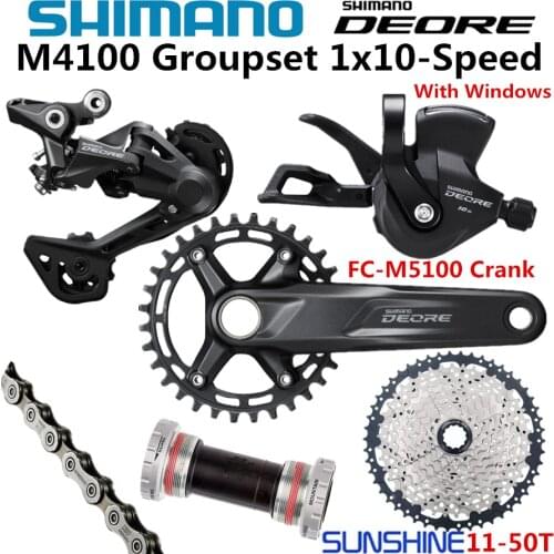SHIMANO DEORE M4100 Groupset MTB Bike 1x10-Speed 11-42T 11-46T M4100 Shifter Rear Derailleur Cassette M4100 Group MT510 Crank
