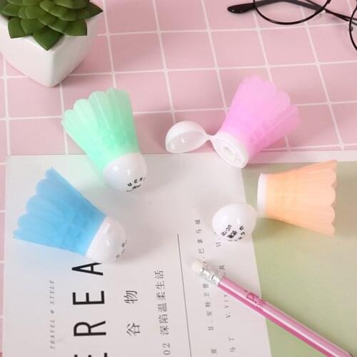 Creative Badminton Shape Pencil Sharpener Students Stationery Kids Portable Safe Sharpener With Cover School Rewards Supplies