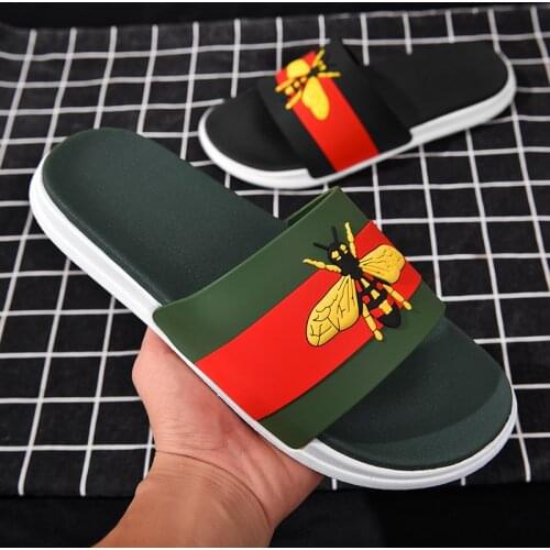 New high-end mens and womens bee non-slip wear-resistant slippers, soft and comfortable summer home couple slippers