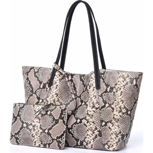 New brand serpentine real leather soft large capacity women handbags with coin purse shoulder bags high quality