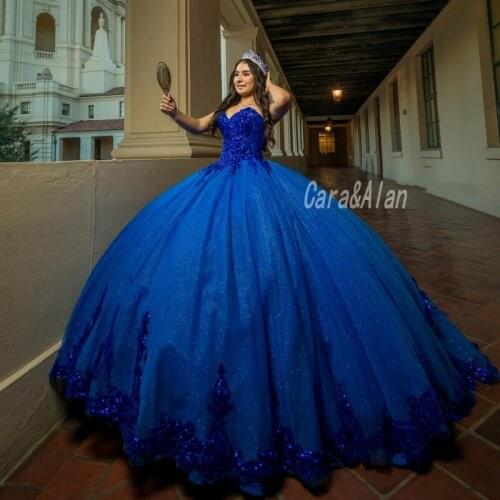 Charming Sweet 16 Dress Blue Quinceanera Dresses Sequins Applique Sweetheart Undefined vestidos de 15 años