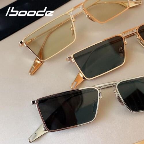 Iboode Trendy Narrow Frame Sunglasses Small Frame Men and Women Vintage olive Green lens sunglasses Clear Lens Eyewear Glasses