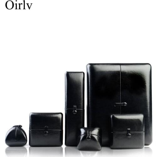 Oirlv Jewelry Boxes for Counter Leather Ring Necklace Packing Box Wedding Proposal Gift Case Jewelry Organizer Case