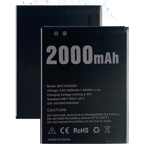 Original Kikiss BAT18702000 2000mAh Battery For DOOGEE X 50 X50 Bateria Batteries