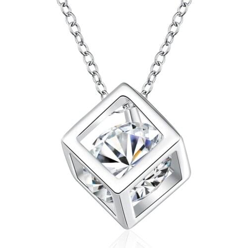 New angel fashion jewelry S925 necklace, Europe and the United States selling fashion personality cube zircon necklace N750