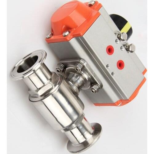 Tri Clamp Pneumatic Ball Valve SS304 Stainless Steel Sanitary Inline Ball Valve fit Pipe OD 76/89/102mm