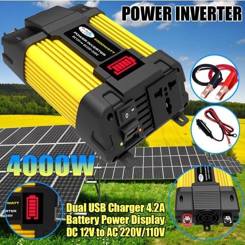 HAOSONG Solar Power Inverter 4000W Converter DC 12V to AC 220V/110V with LED Battery Power Display