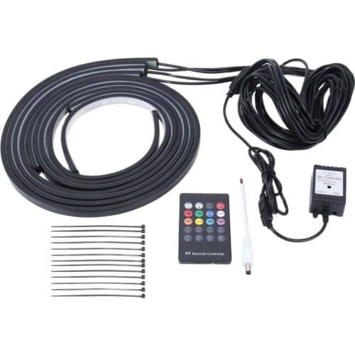 4Pcs 90cm 120cm Flexible RGB Car LED Strip Light Atmosphere music Active Effect Car Bottom Light with Remote Controller