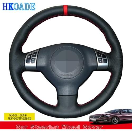 DIY Hand-stitched Black Anti-slip And Wear-resistant Artificial Leather Car Steering Wheel Cover For Suzuki Swift 2011 2012 2013