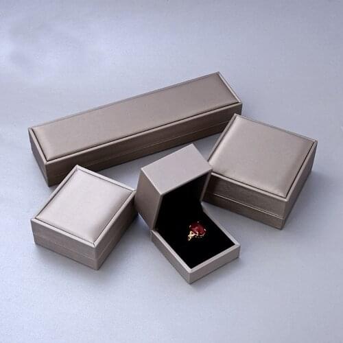 Champagne Gold High Grade Brushed PU Leather Jewelry Box Gift Packaging Marriage Ring Box Bracelet Necklace Storage Case