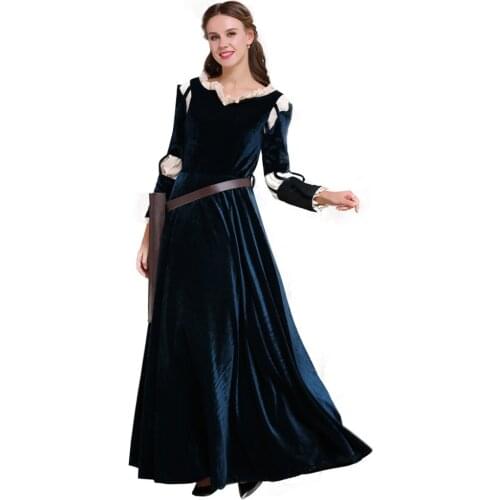 Brave Merida Princess Dress Costume Adult Womens Halloween Carnival Birthday Party Cosplay Costume