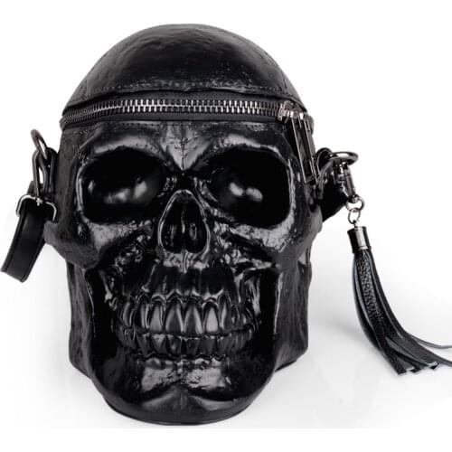 Women bag 3D originality Funny simulation skull Silica Gel Bucket Vintage Solid Zipper Soft Shoulder Bags handbag Unisex